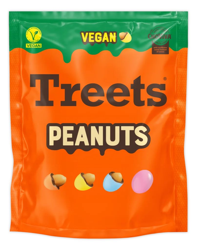 Treets Peanuts Verpackung Social-Media-Format, vegan mit ChoViva und V-Label-Siegel