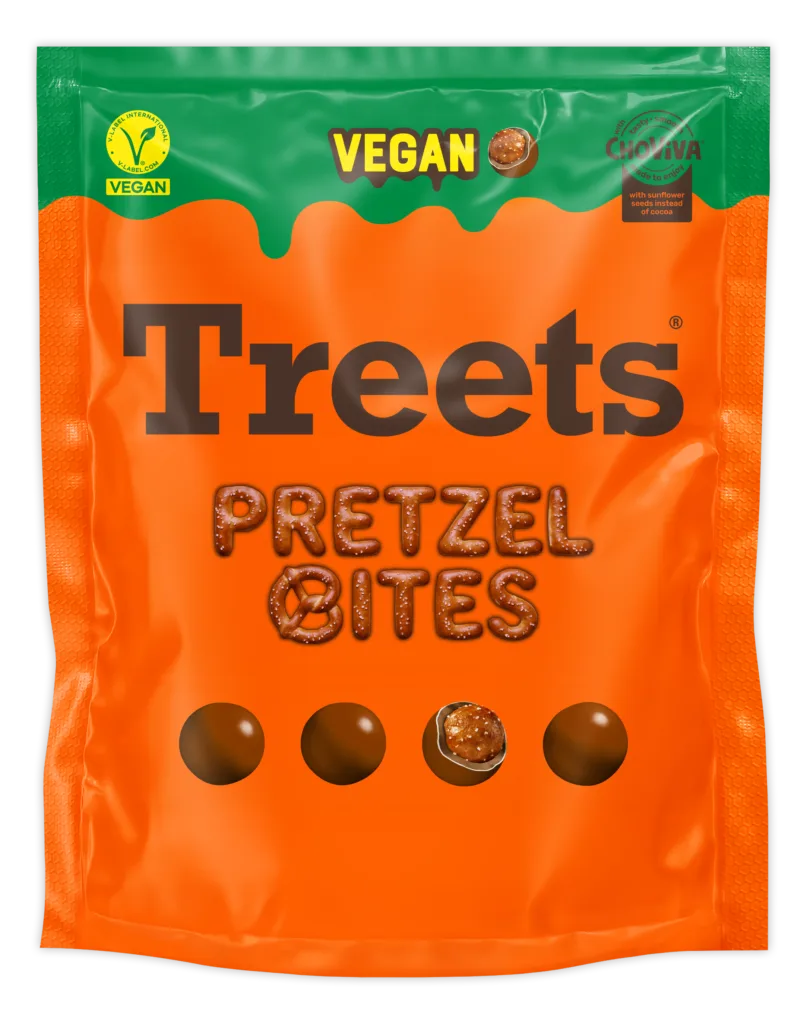 Treets Pretzel Bites Verpackung, vegan mit ChoViva und V-Label-Siegel